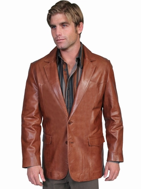 Scully Leather Mens Western Lambskin Blazer Antique Brown Notch Lapel Weekend Chill Style