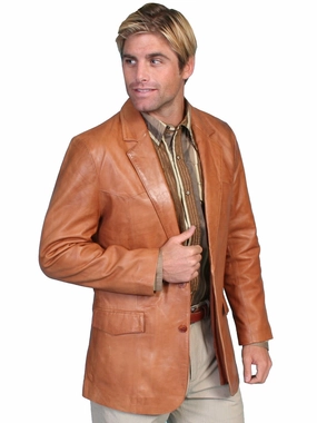 Magnetic Closure System Scully Leather Mens Western Lambskin Blazer Ranch Tan
