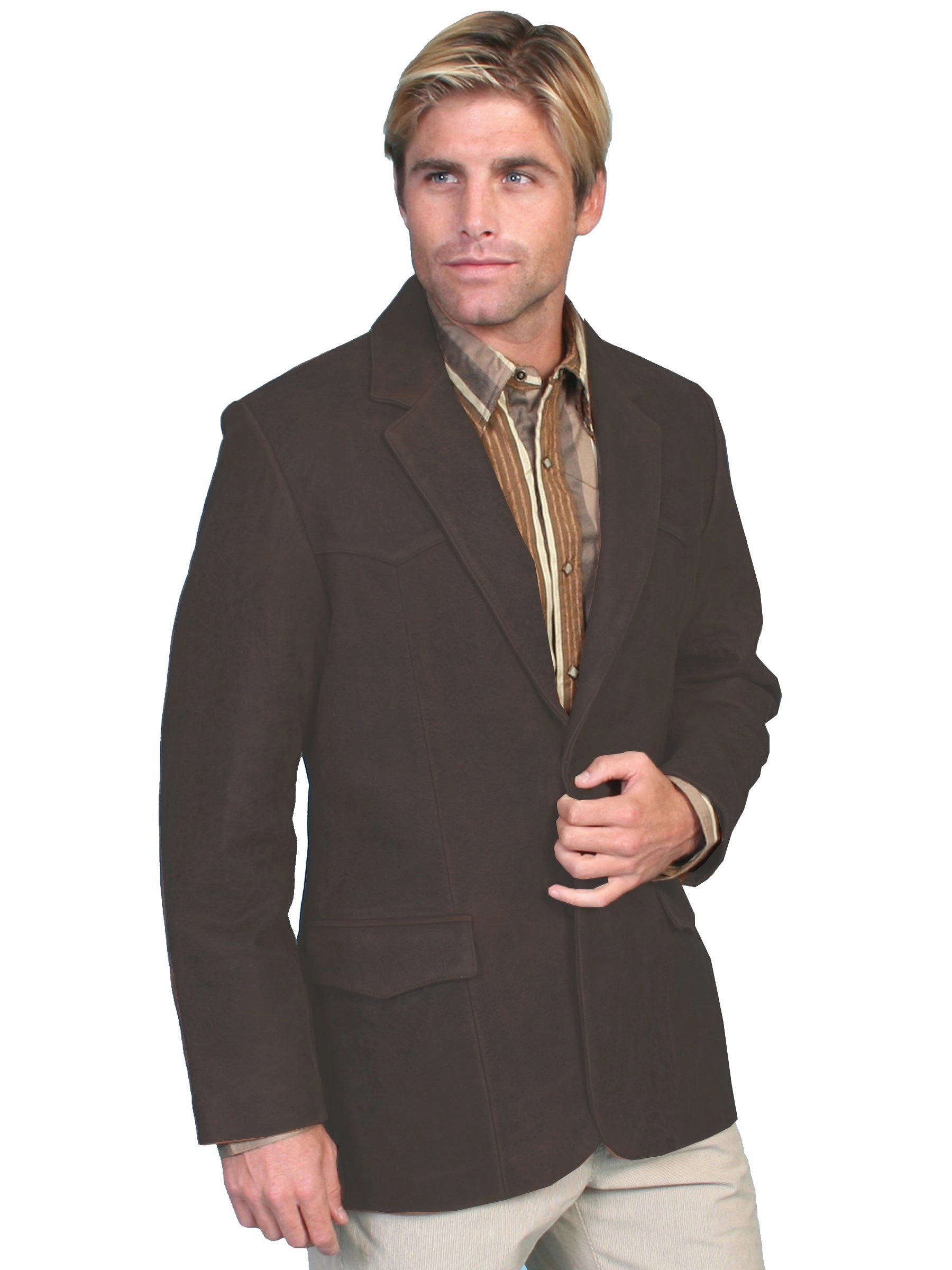 Scully Leather Mens Western Sportcoat Blazer Jacket Button Front Brown Practical Layer Refined Style