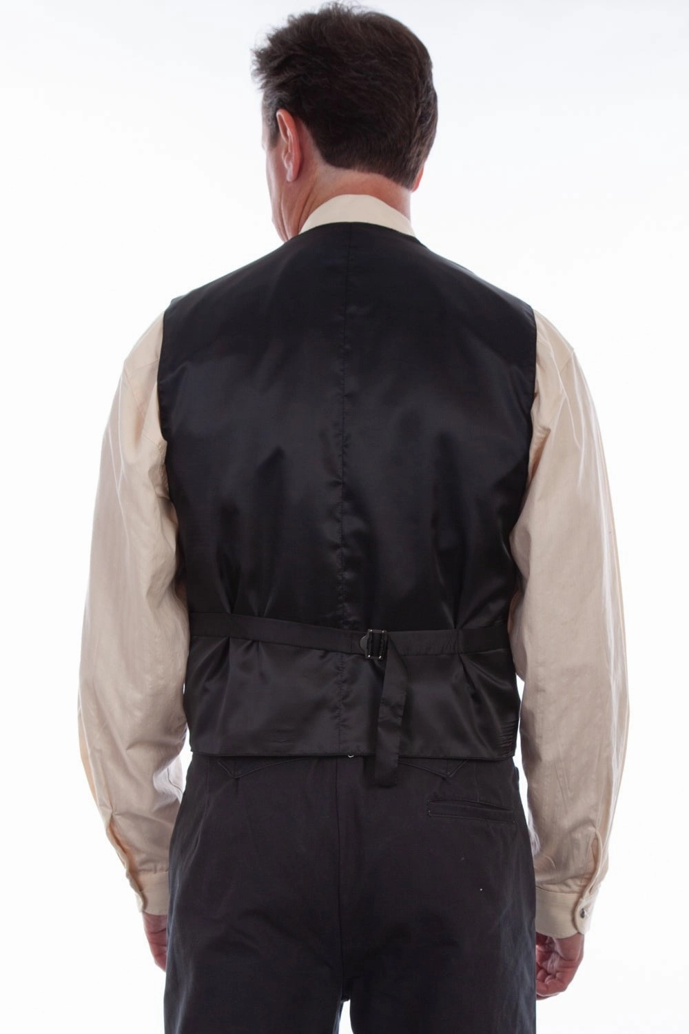 Smooth Zipper Track Thermal Insulation Layer Scully Mens Black 100% Silk Notched Lapels Vest
