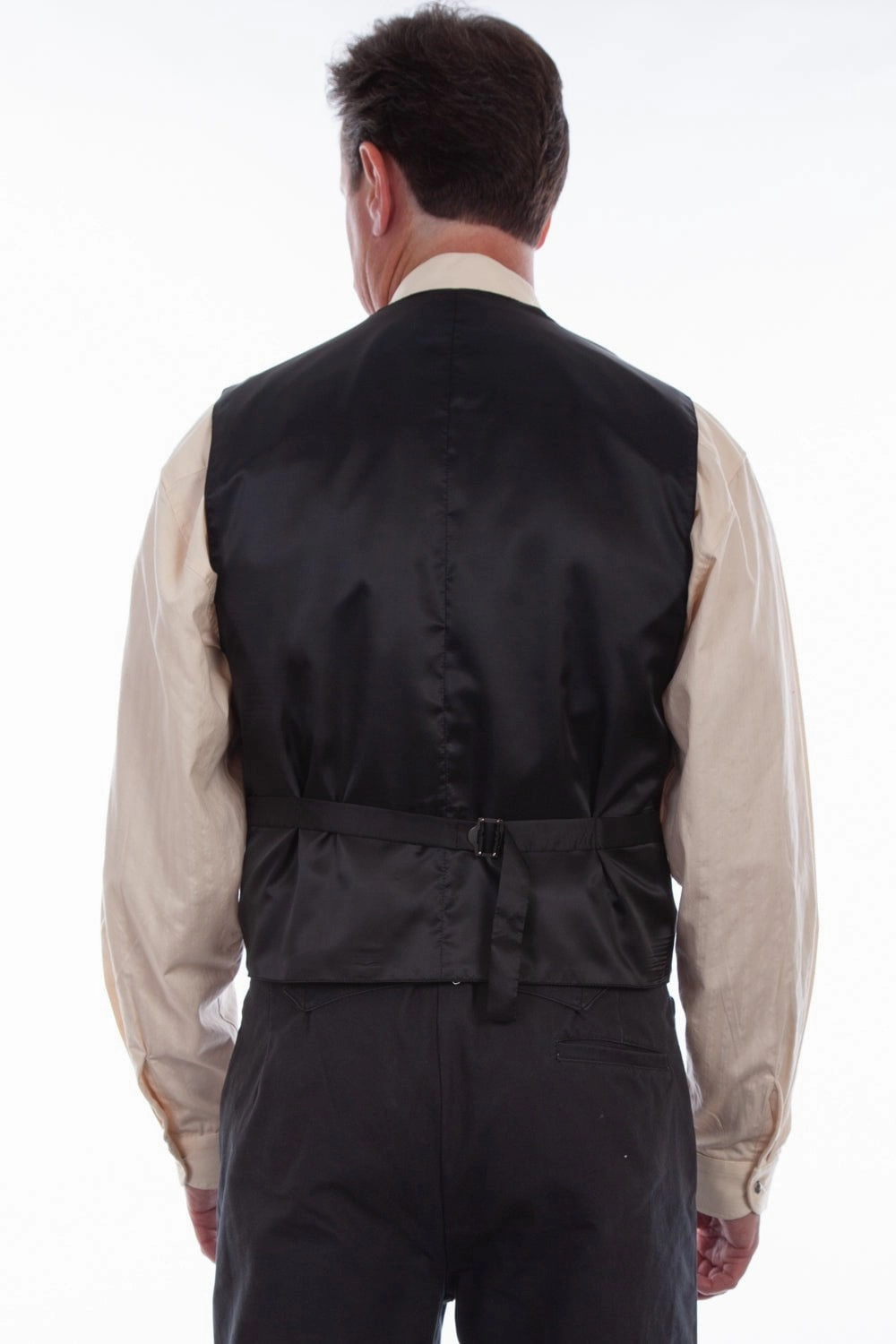 Advanced Layering System Abrasion Proof Shoulders Scully Mens Black 100% Silk Notched Lapels Vest