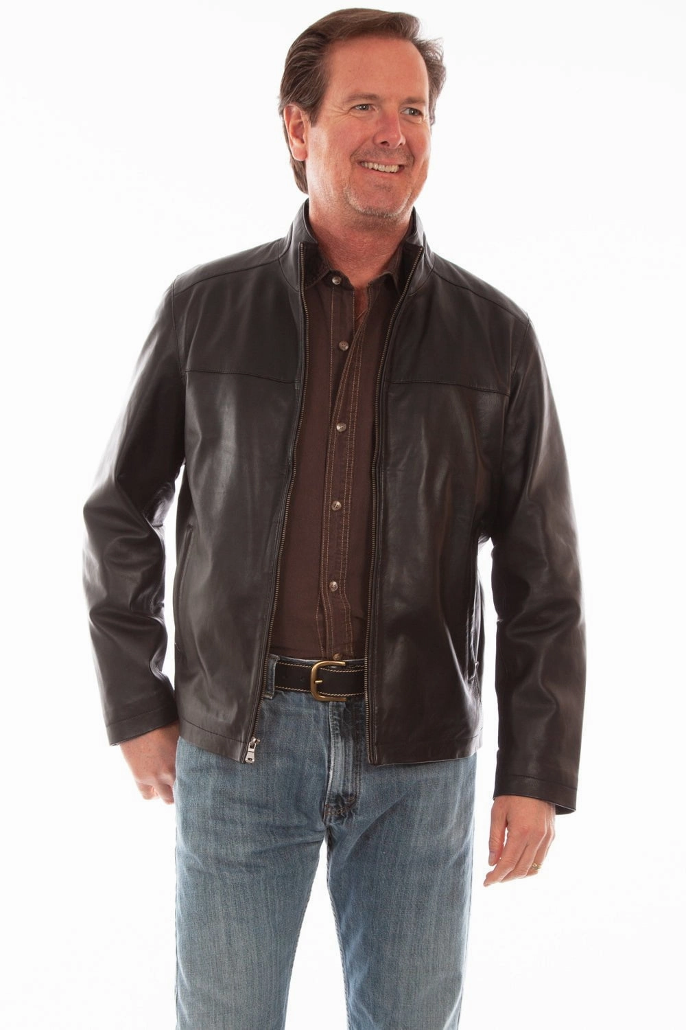 Anti Pill Technology Scully Mens Black Lamb Leather Straight Yokes Jacket