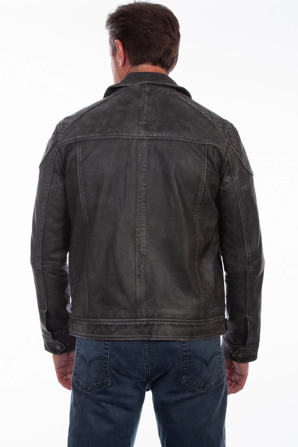 Scully Mens Black Lamb Leather Washed Jacket Daily Wear