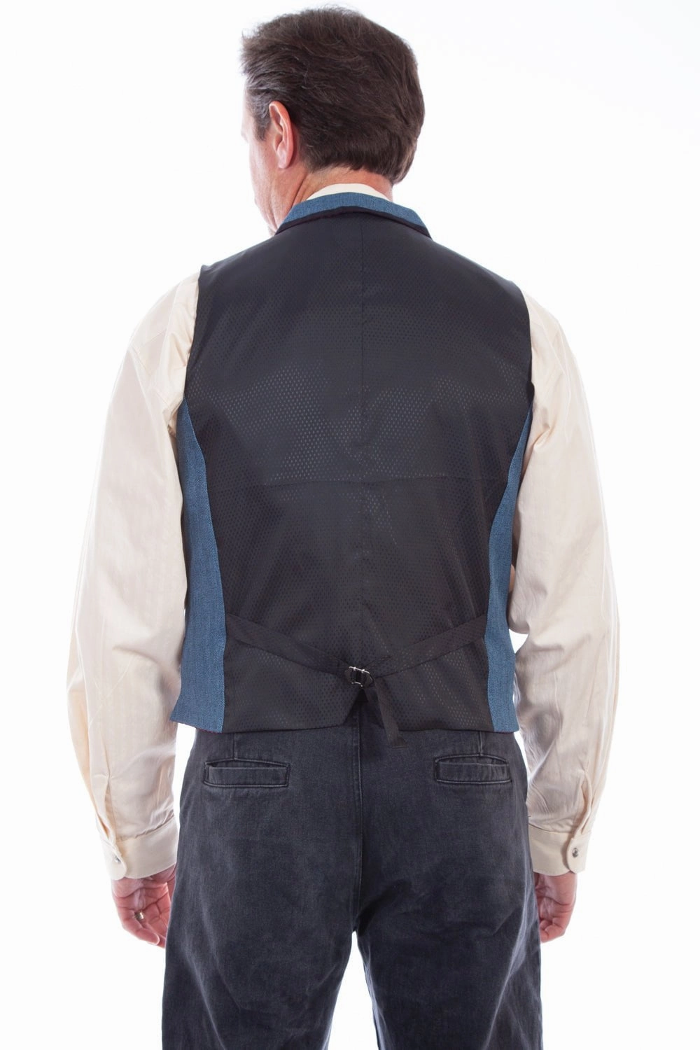 Tear Resistant Fabric Light Reflectivity Trim Scully Mens Blue Polyester Herringbone Point Vest