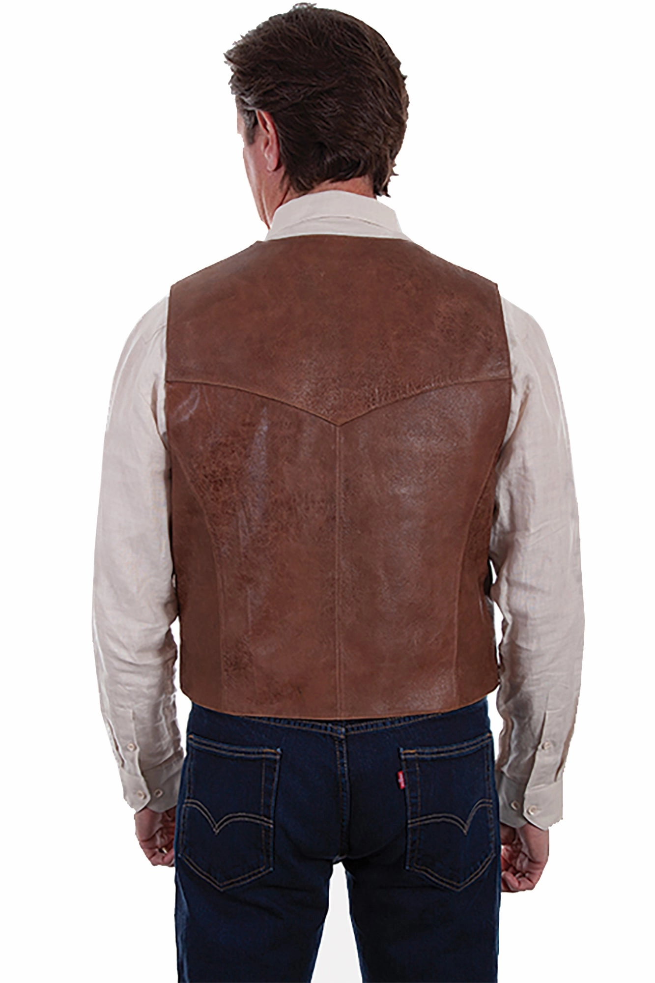 Smooth Zipper Glides Hypoallergenic Fabric Blend Scully Mens Brown Lamb Leather Western Vest