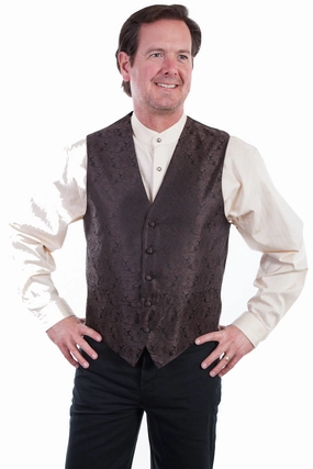 Scully Mens Brown Polyester Paisley Vest Work Tough