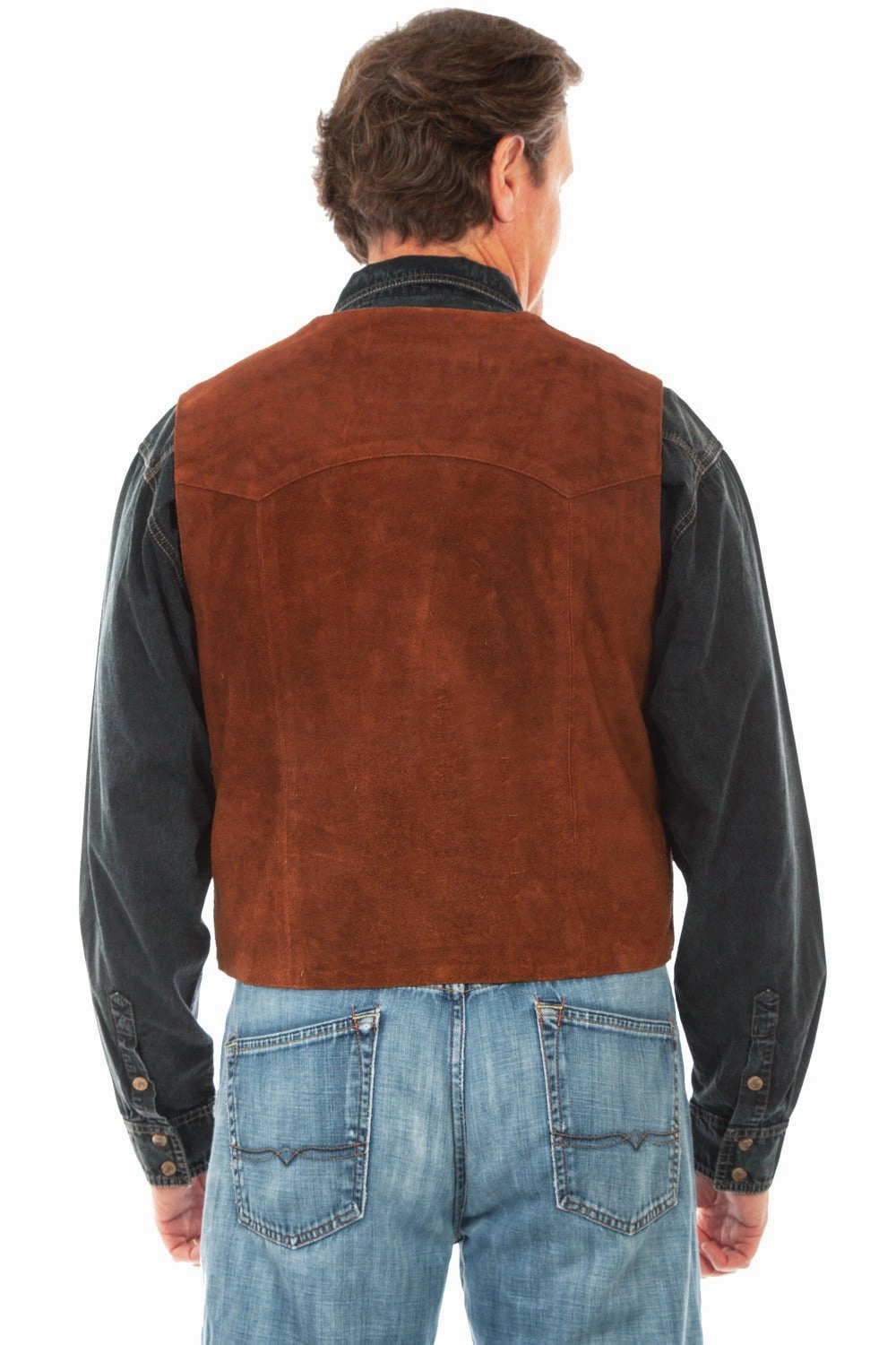Warm Layer Option Bright Color Scully Mens Cafe Brown Leather Lapel Vest
