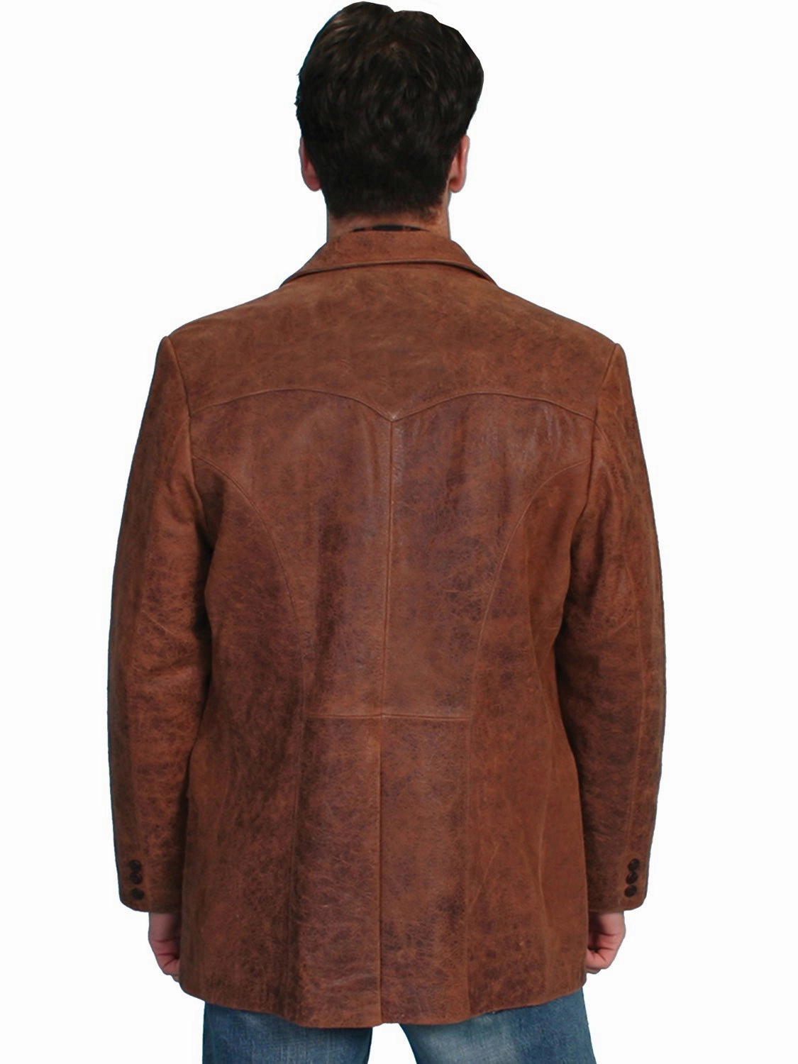 Scully Mens Caiman Inlays Brown Leather Leather Jacket Anti Pilling Fabric