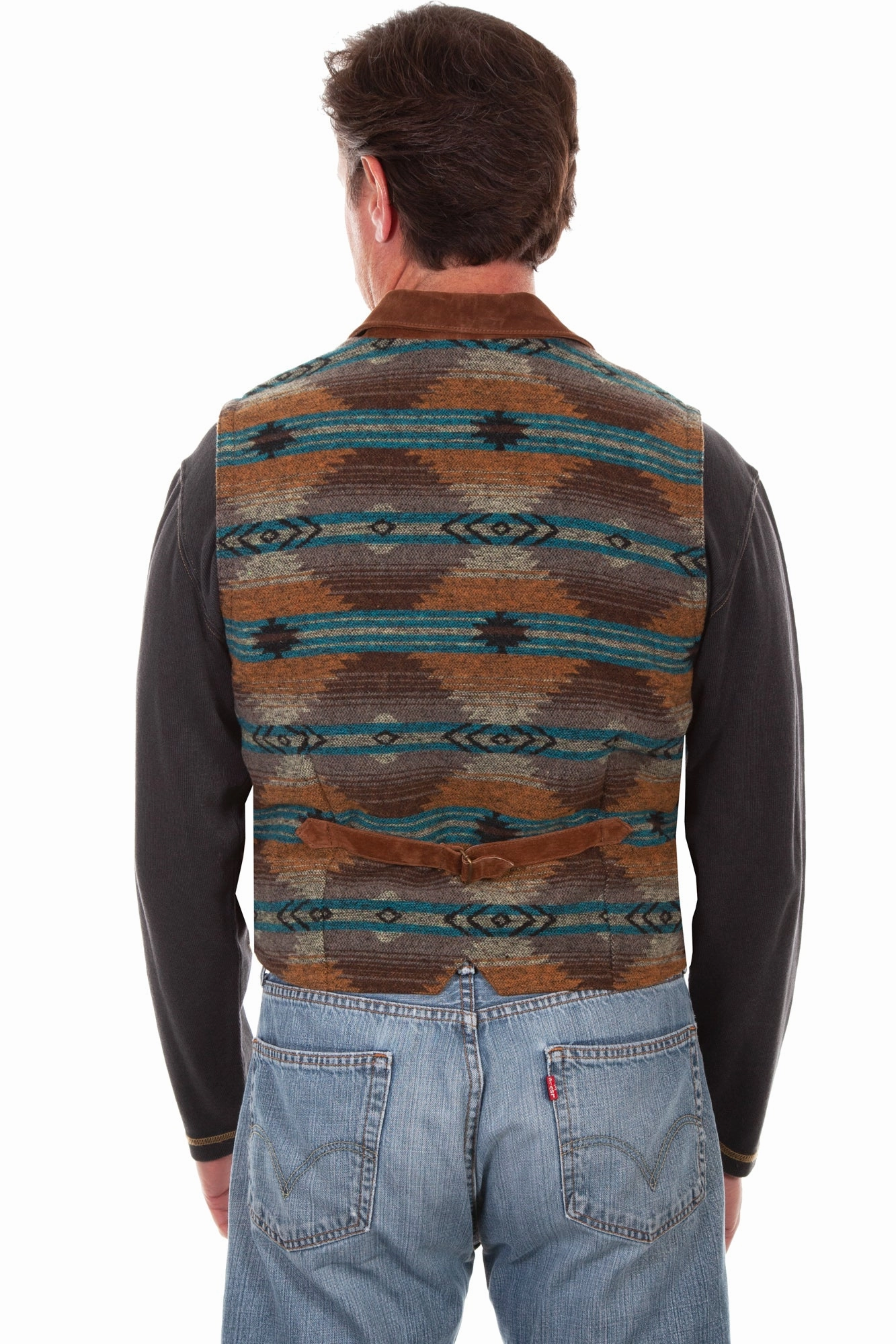 Breathable Mesh Panels Scully Mens Cinnamon Suede Knit Boar Vest