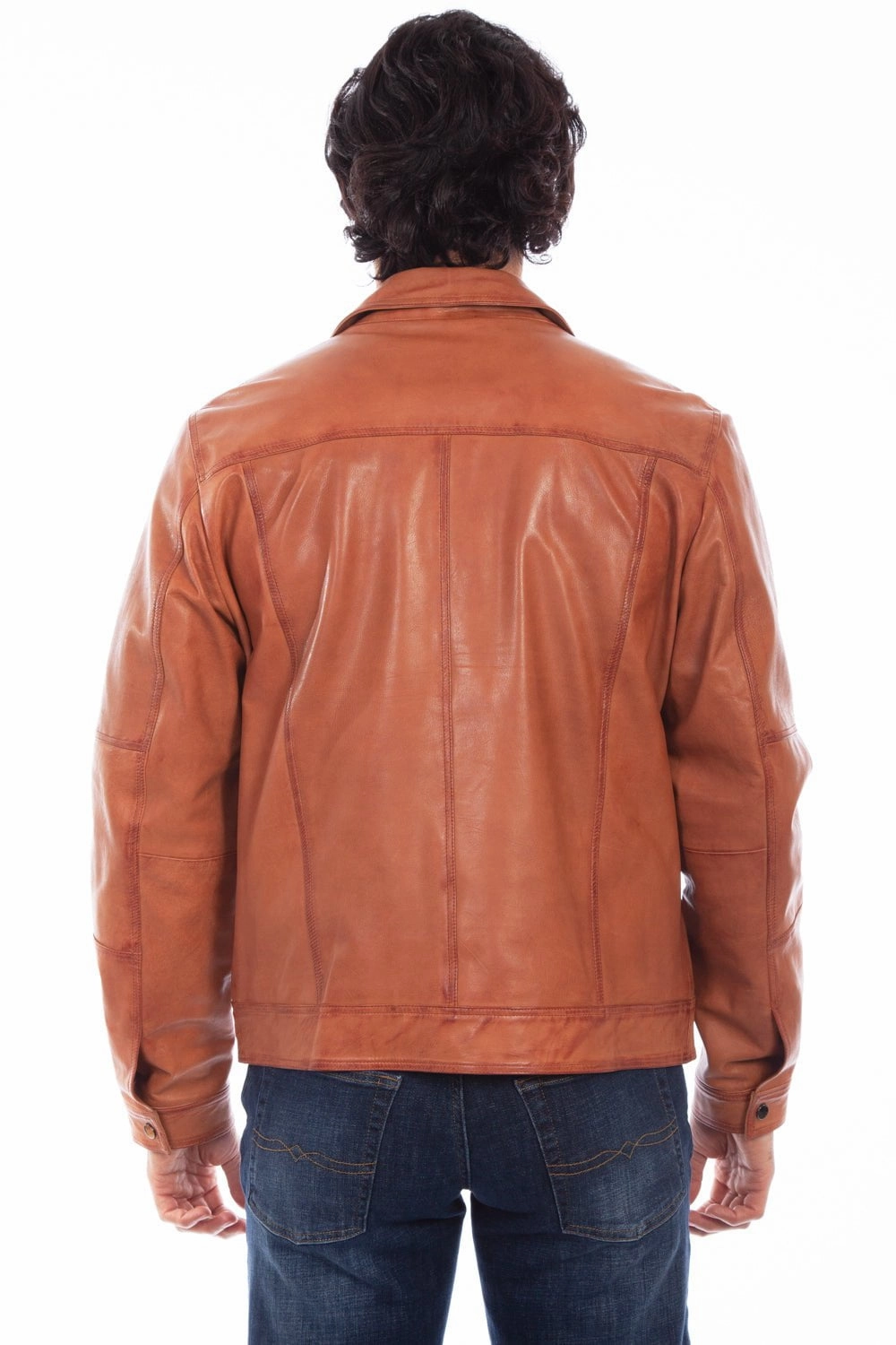 Weather Adaptive Ventilation All Day Comfort Design Scully Mens Cognac Leather Vintage Racer Jacket