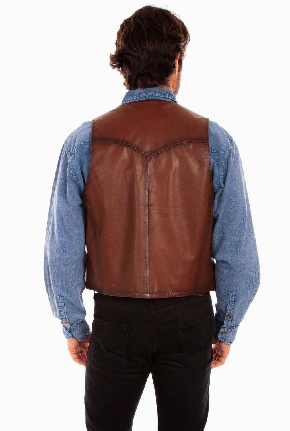 Hike Fit City Layer Style Scully Mens Distressed Yoke Brown Leather Leather Vest