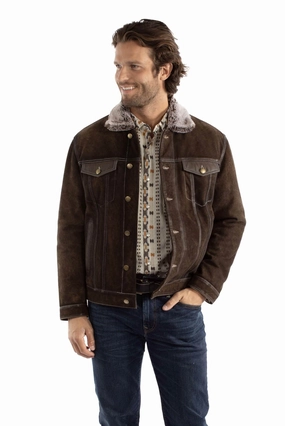 All Weather Performance Tailored Silhouette Scully Mens Faux Fur Lining Jean Chocolate Leather Leather Jacket