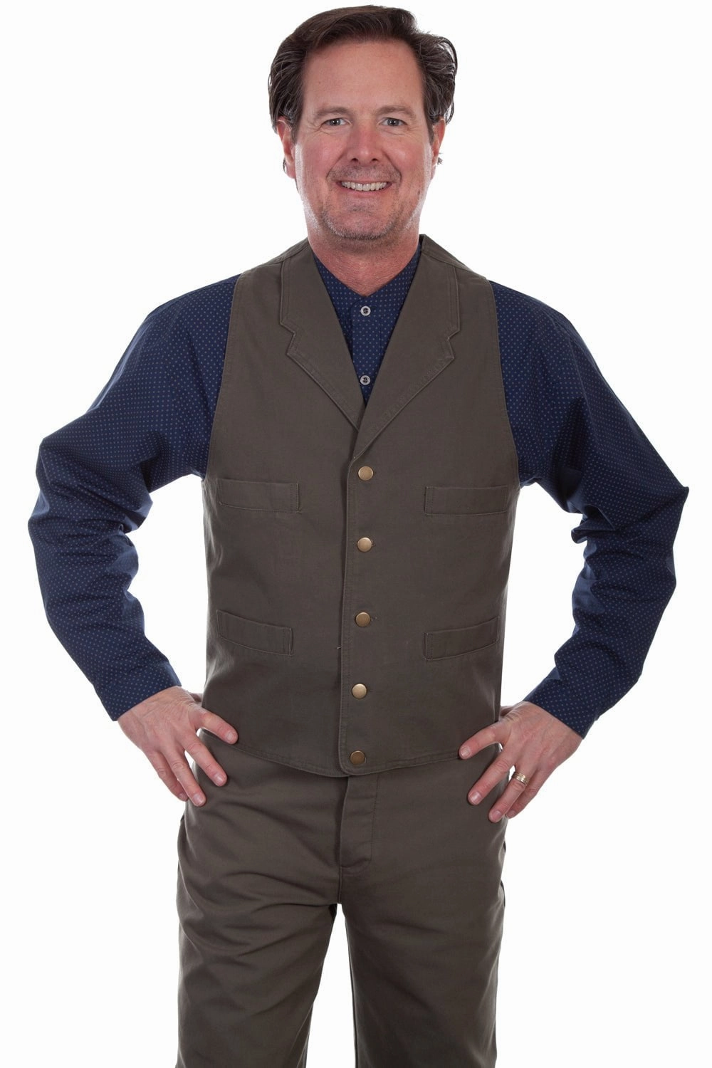 Durable Abrasion Resistant Scully Mens Khaki 100% Cotton Canvas Vest