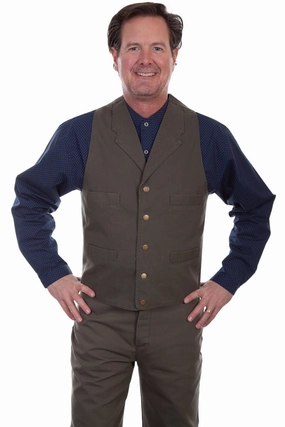 Scully Mens Khaki 100% Cotton Canvas Vest ThermalReflective GlowInTheDarkAccents