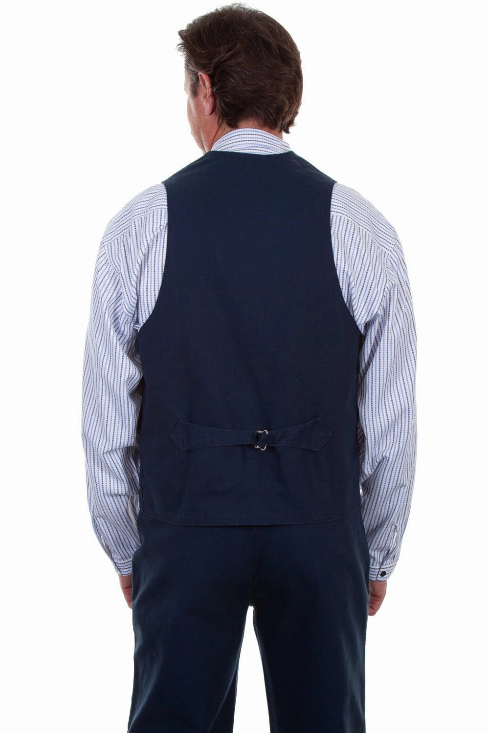 Non Irritating Collar Scully Mens Navy 100% Cotton Canvas Vest