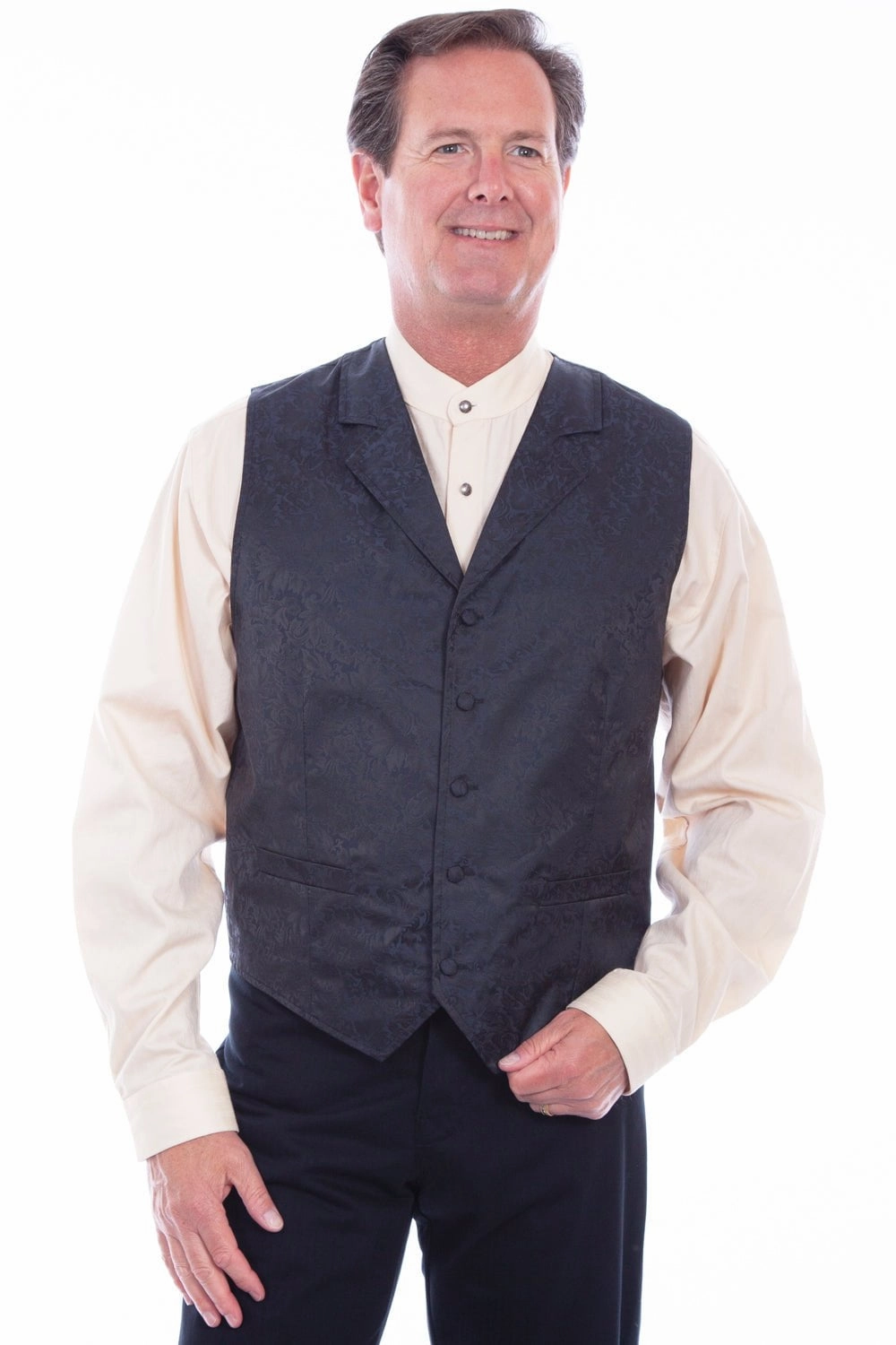 Secure Chest Pocket Ventilation Panels Scully Mens Navy Polyester Distinguished Vest