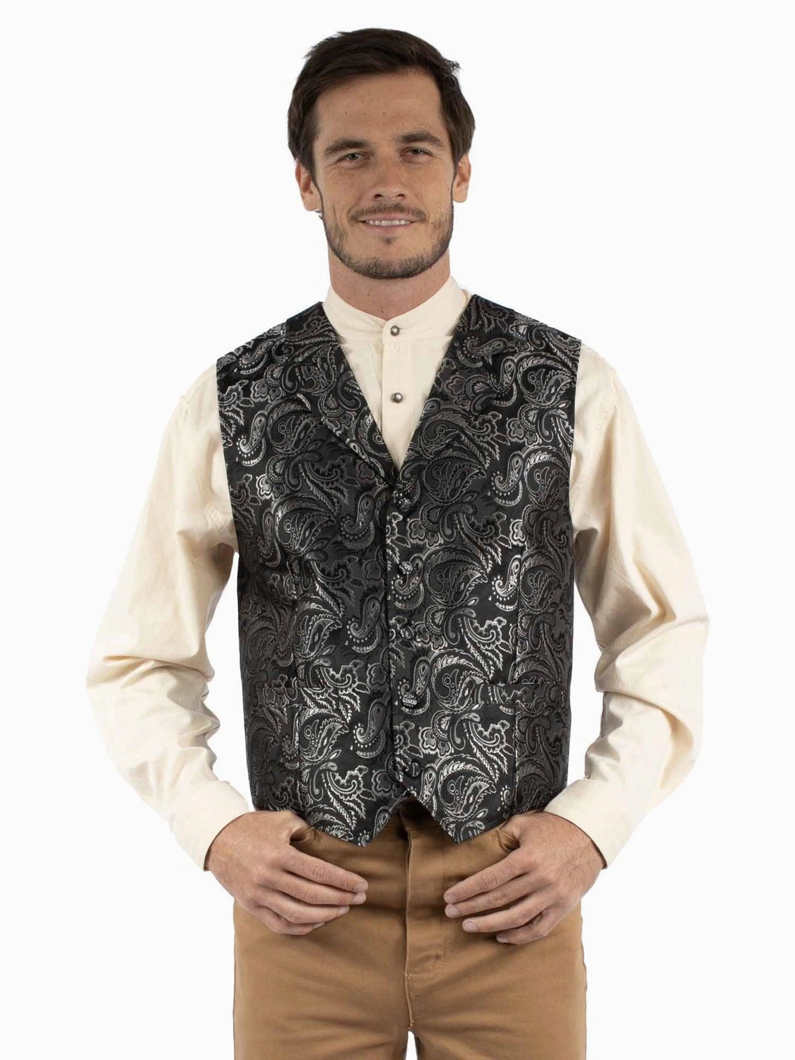 Scully Mens Notched Old West Black 100% Polyester Vest QuickRelease Buckles