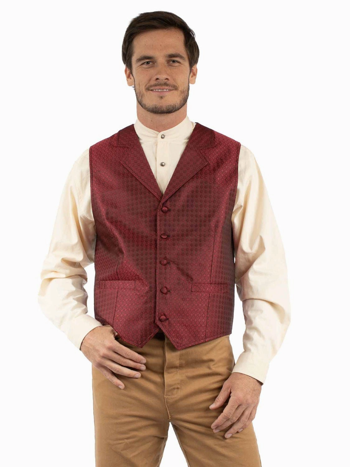 Hypoallergenic fabric Scully Mens Notched Old West Red 100% Polyester Vest