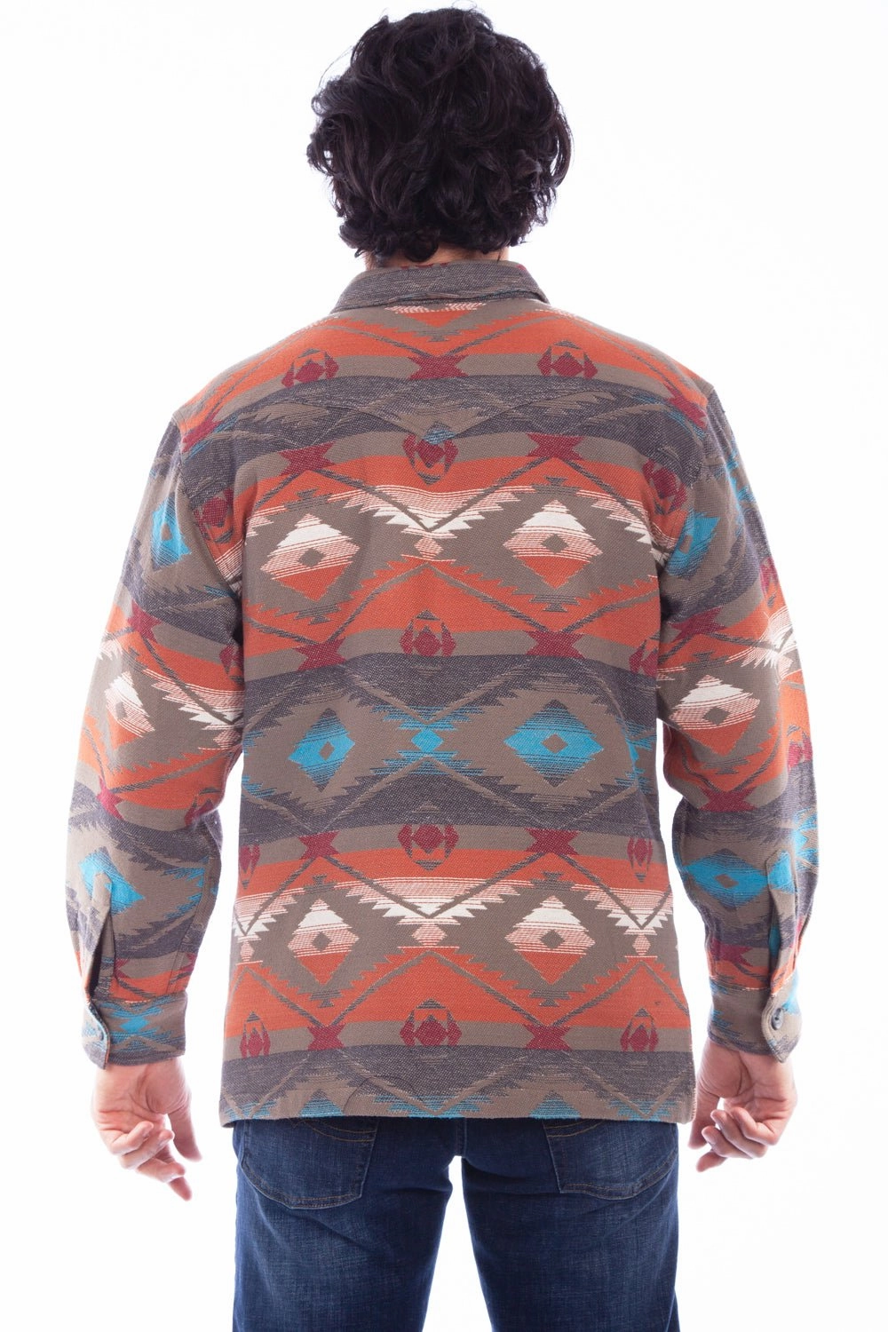 Relaxed Layers Scully Mens Olive 100% Cotton Southwest Jacket