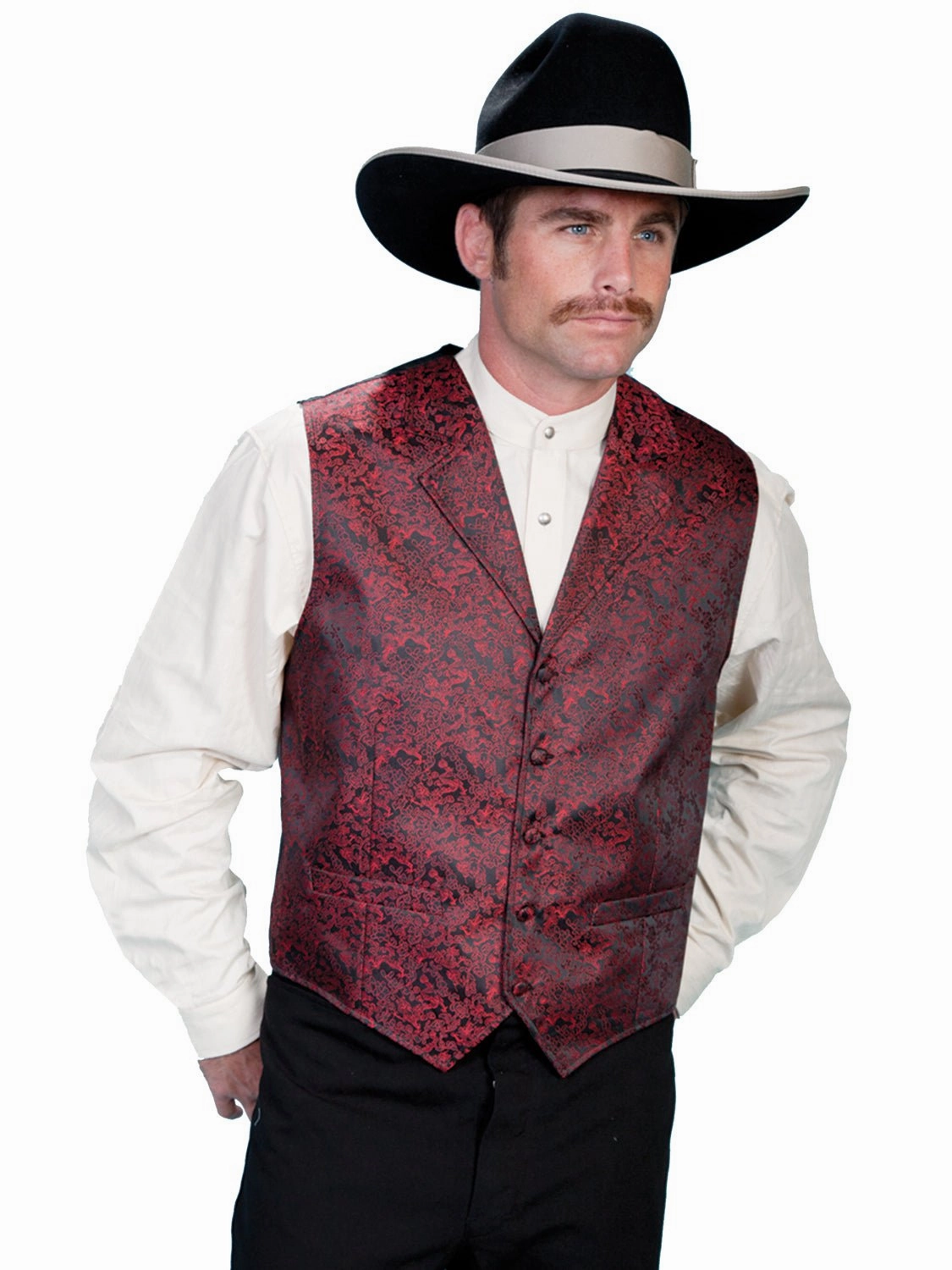 Durable Abrasion Resistant Scully Mens Red Polyester Elegant Dragon Vest