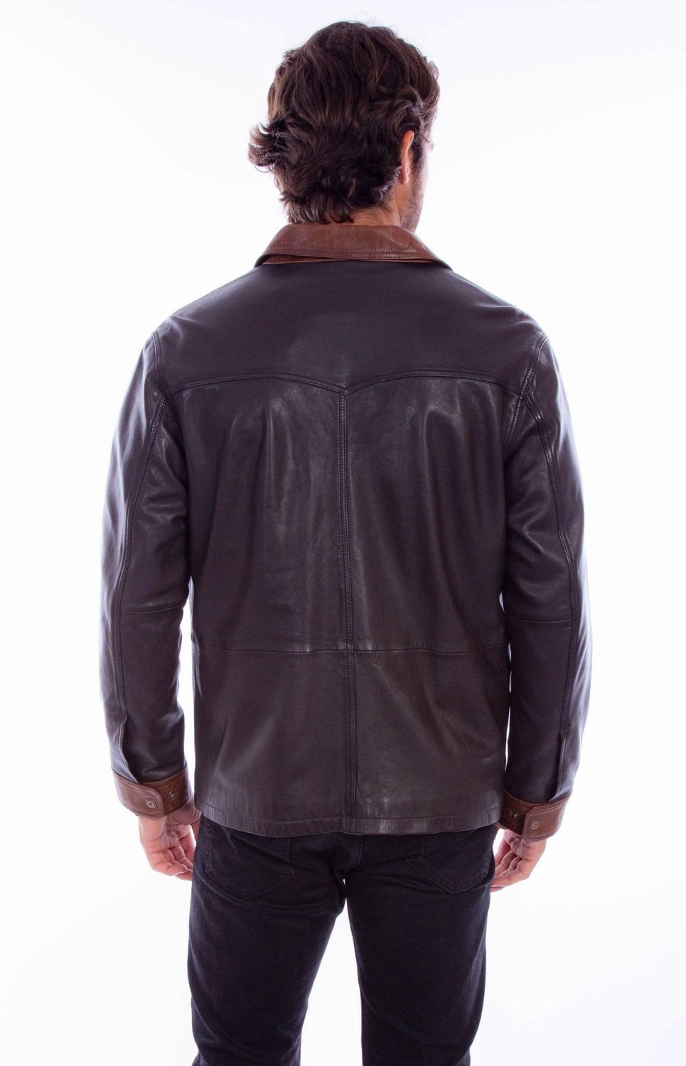 Scully Mens Retro Zip Chocolate Leather Leather Jacket Non Bulky Insulation Tech