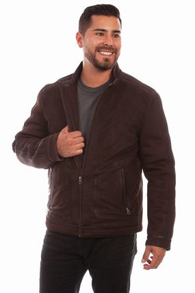 Athletic Tailored Fit Fit For Daily Scully Mens Striped Bomber Chocolate Leather Leather Jacket