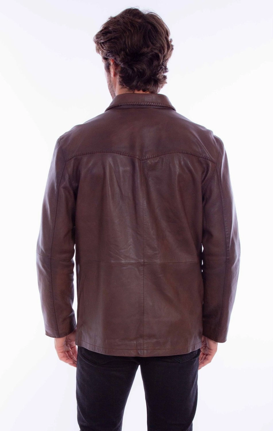 Scully Mens Whip Stitch Chocolate Leather Leather Jacket Functional Pocket