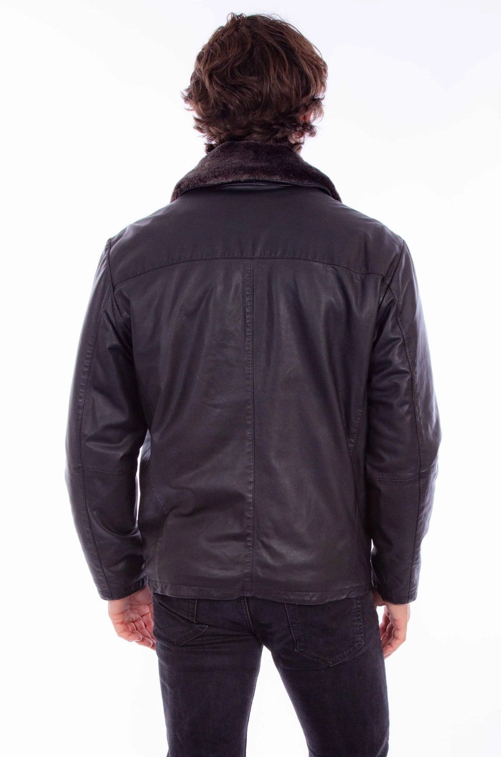 Scully Mens Zip Bomber Black Leather Leather Jacket Vegan Leather Accents Ventilation Vents