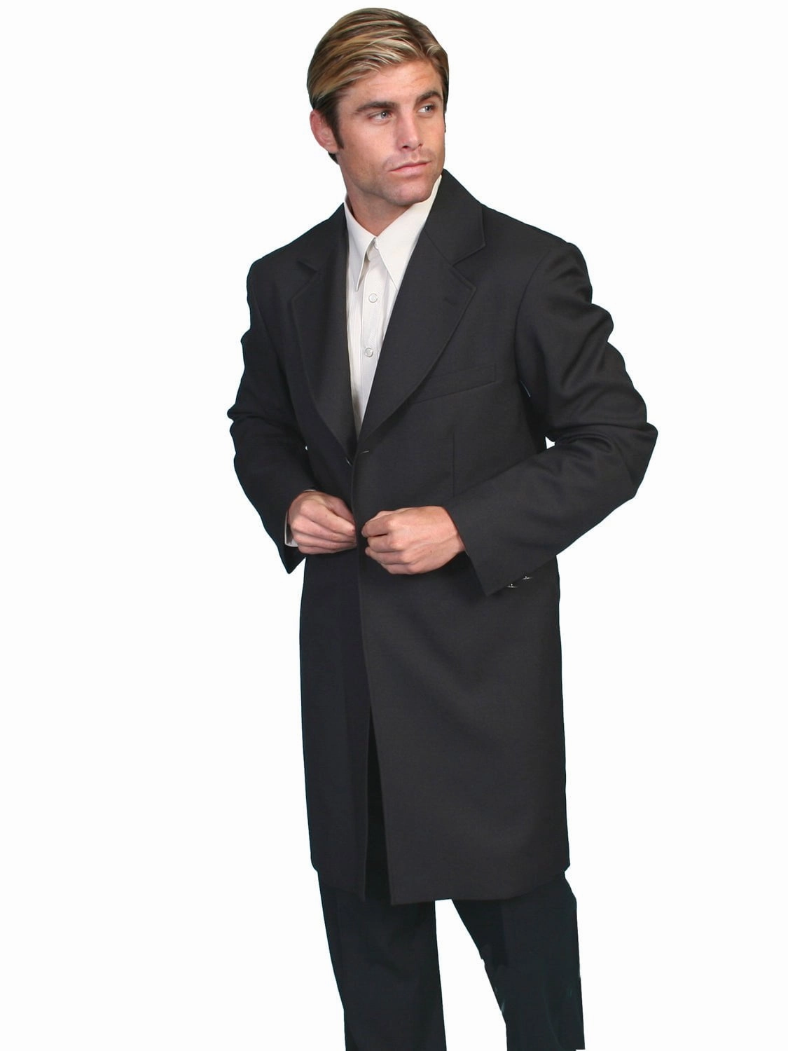 Scully RangeWear Mens Black Polyester Western Old West Frock Coat All Weather Performance Layered Ventilation Panels
