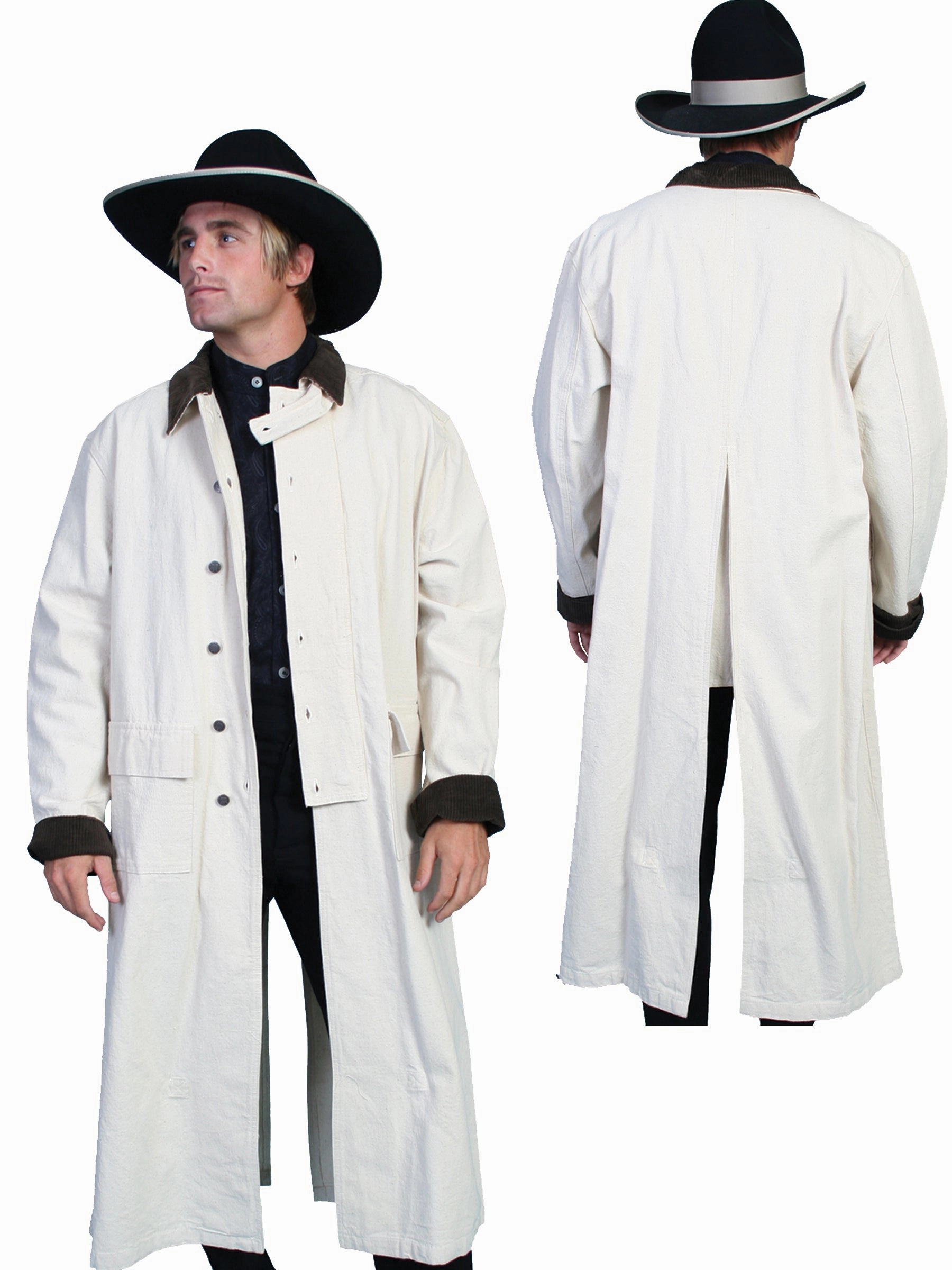 Stylish Comfort Wind Chill Protection Scully RangeWear Mens Natural 100% Cotton Long Overcoat Duster Coat
