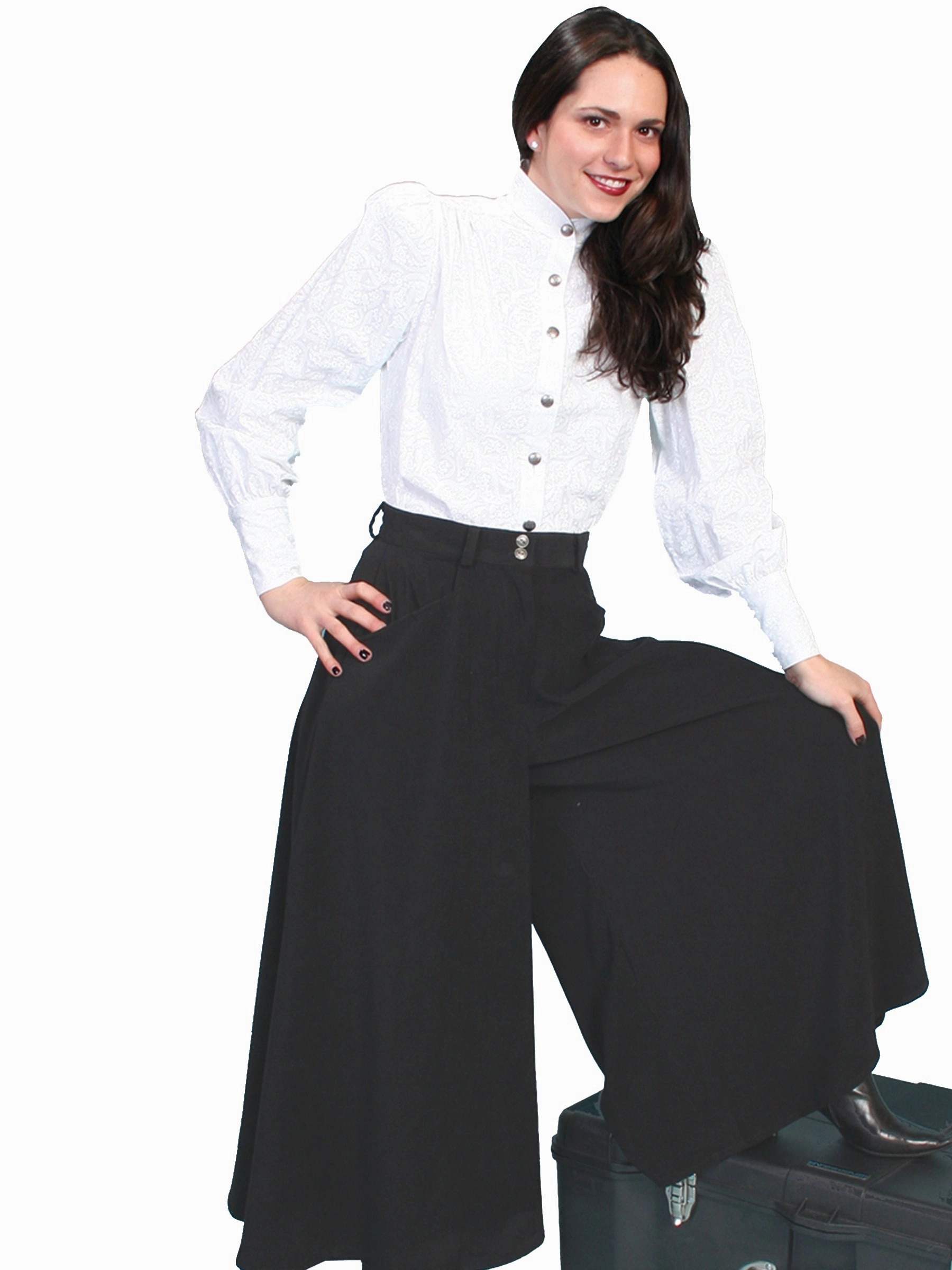 Synthetic Blend High Street Chic Scully RangeWear Womens Black Polyester Western Split Skirt