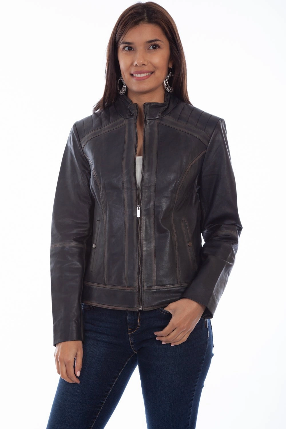 Old Style Non Bulky Profile Scully Womens Black Lamb Leather Vintage Jacket