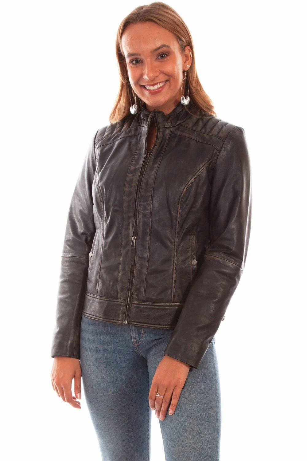 Versatile Style Mild Day Outfit Scully Womens Black Lamb Leather Vintage Jacket