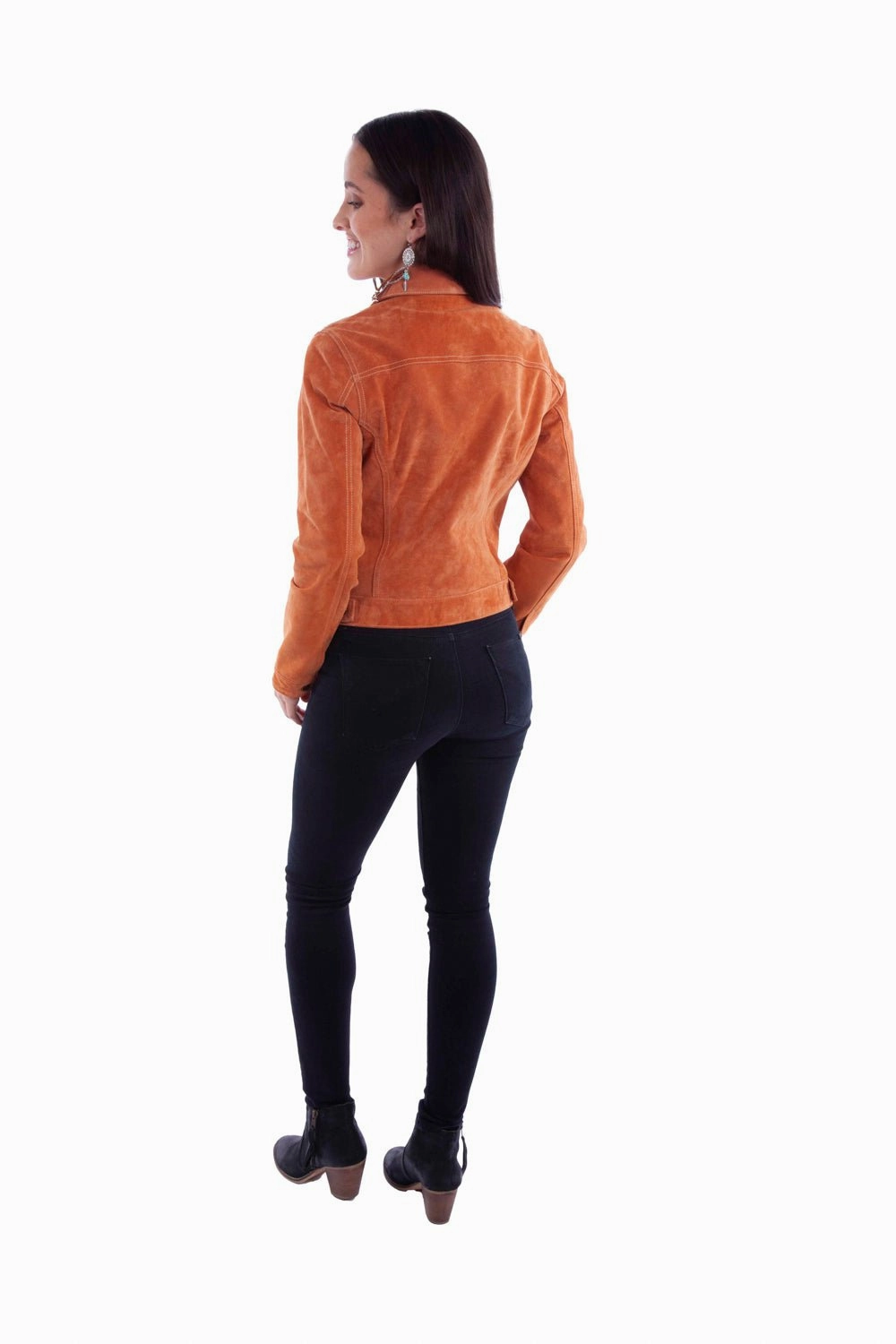 Mid Season Wear Mid Length Cut Scully Womens Button Jean Mandarin Leather Leather Jacket