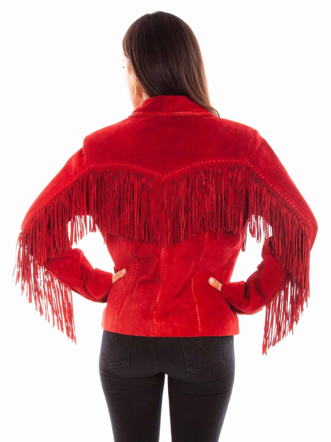 Non Restrictive Tailoring Weather Fit Scully Womens Cowgirl Fringe Red Leather Leather Jacket
