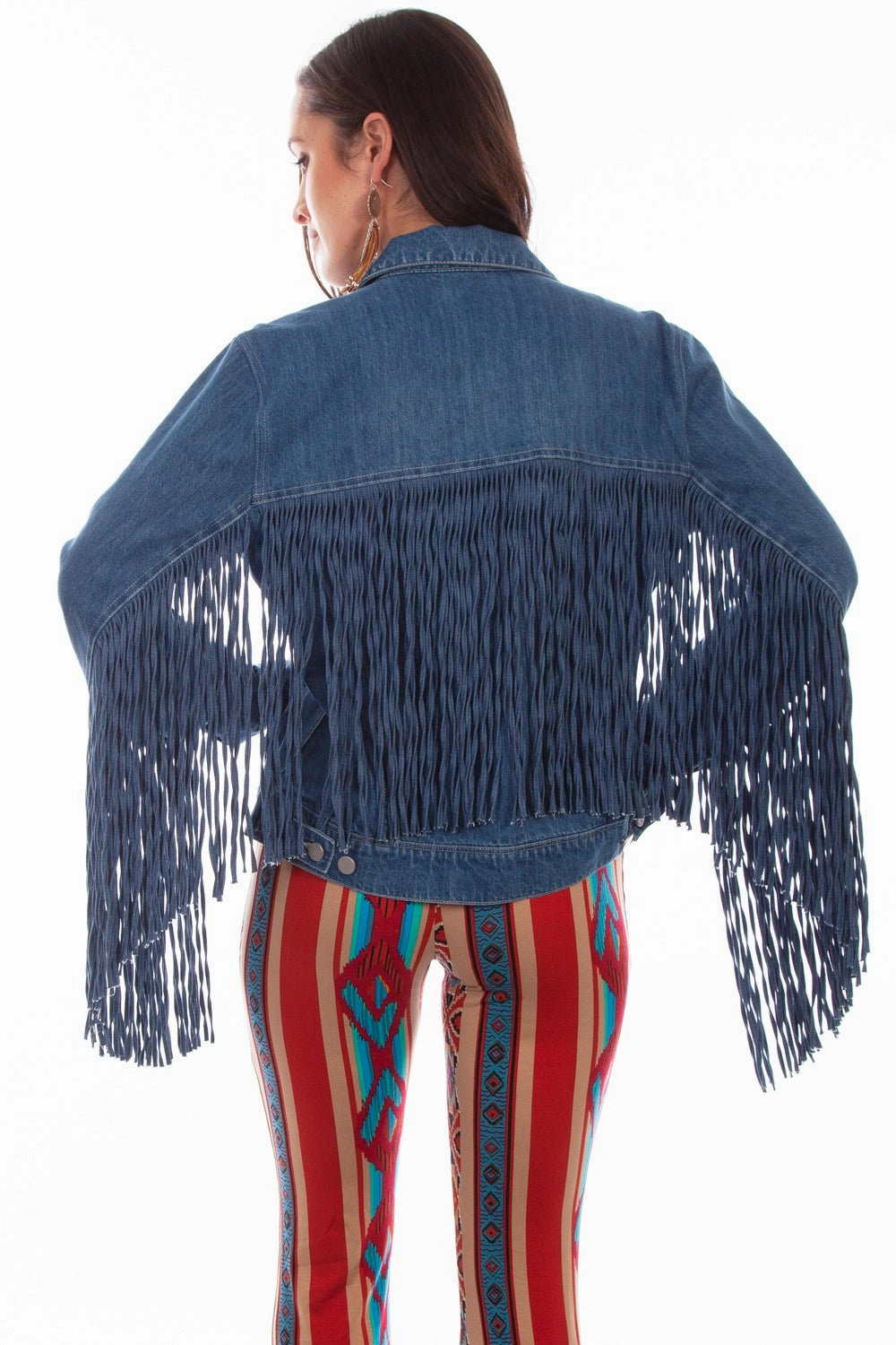 Pocket Details Weekend Ready Look Scully Womens Denim Cotton Blend Jean Fringe Jacket