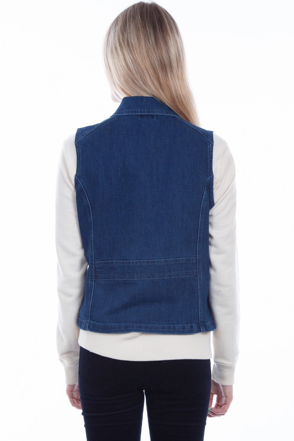 Scully Womens Denim Cotton Blend Princess Vest Airy Layer Fit Fleece Lined