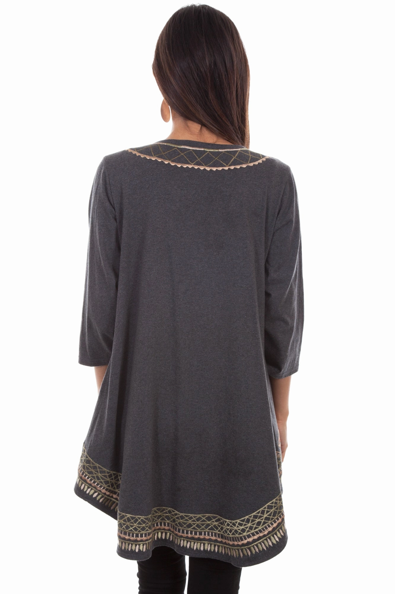 Classic Knit Design Modern Knit Scully Womens Gray Viscose Hi/Lo Kimono