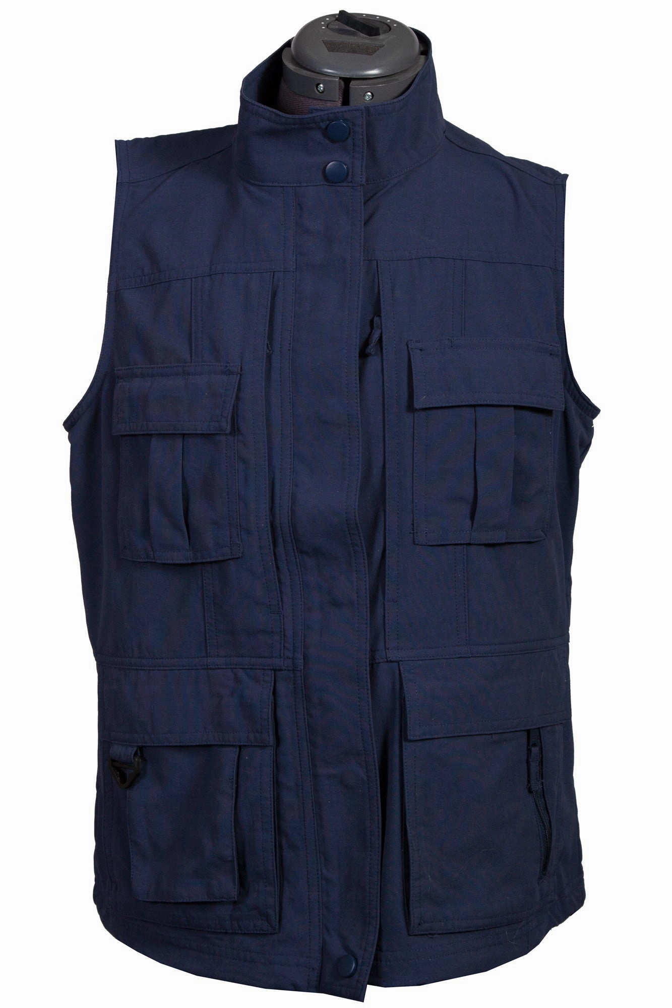 Scully Womens Indigo Nylon Multi-Pocket Vest Polished Casual