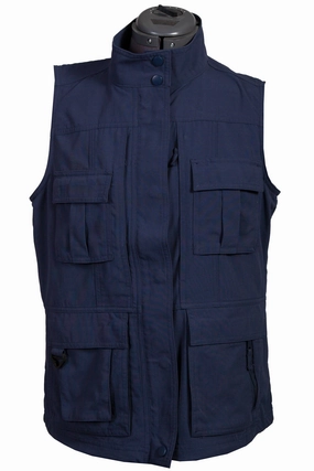Scully Womens Indigo Nylon Multi-Pocket Vest Polished Casual