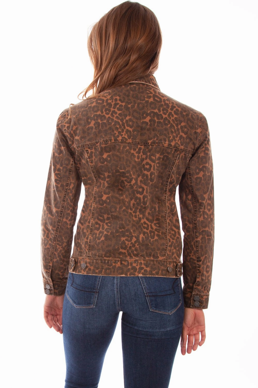 Scully Womens Leopard Cotton Blend Jean Denim Jacket Fashion Forward Layer Essential City Look