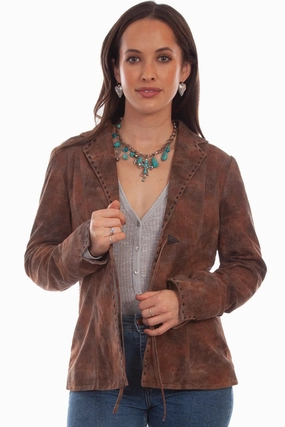 Scully Womens Marbled Soft Brown Leather Leather Jacket Bold Statement