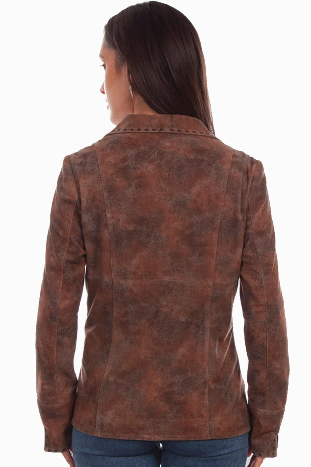 Scully Womens Marbled Soft Brown Leather Leather Jacket Zip Pockets