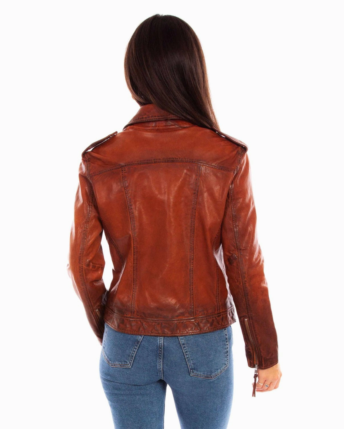 AbrasionResistant Surface Scully Womens Motorcycle Zip Vintage Brown Leather Leather Jacket