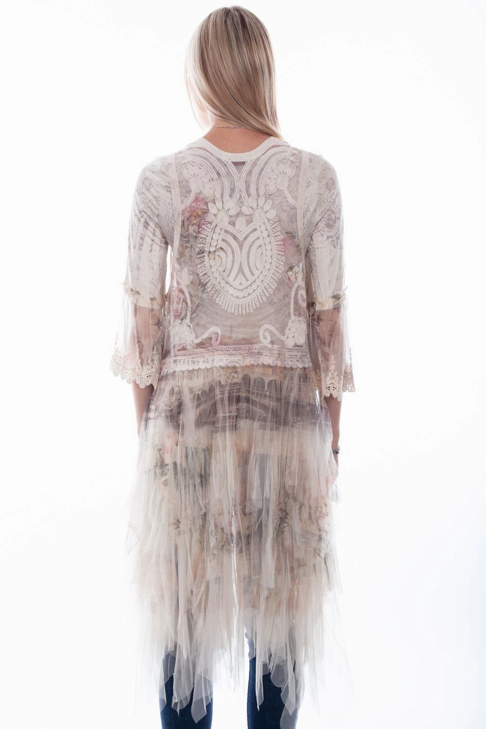 Abrasion Resistant Edging Winter Fashion Must-Have Scully Womens Natural Italy Cotton Blend Tulle Layered Duster