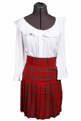 Minimal Vibes Curvy Fit Scully Womens Red 100% Wool Tartan Plaid Skirt