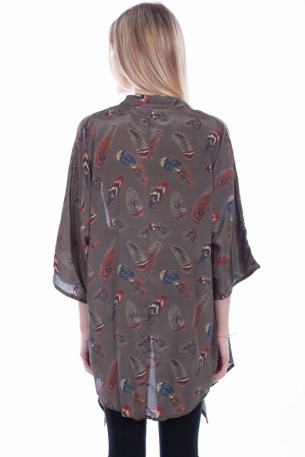 Casual Comfort Cozy Fashion Scully Womens Sage Polyester Feathers Kimono