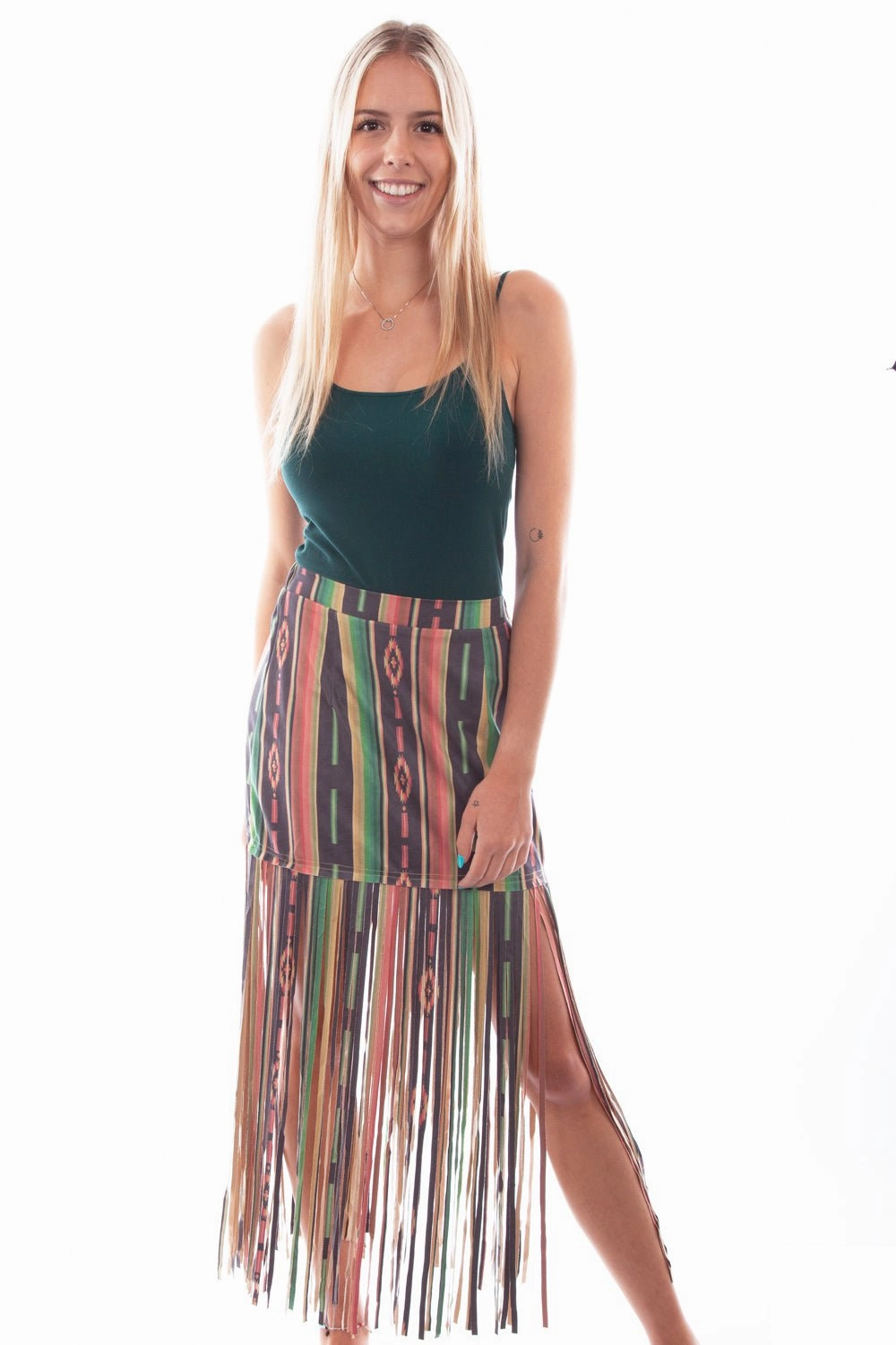 High End Quality All Season Wear Scully Womens Serape Print Fringe Serape Polyester Blend Skirt