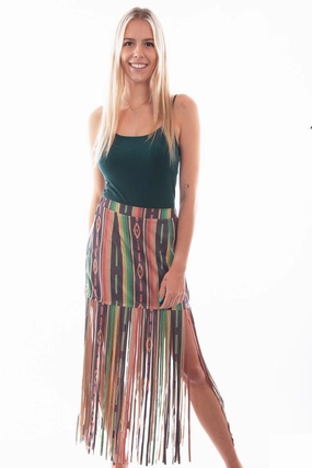 High End Quality All Season Wear Scully Womens Serape Print Fringe Serape Polyester Blend Skirt