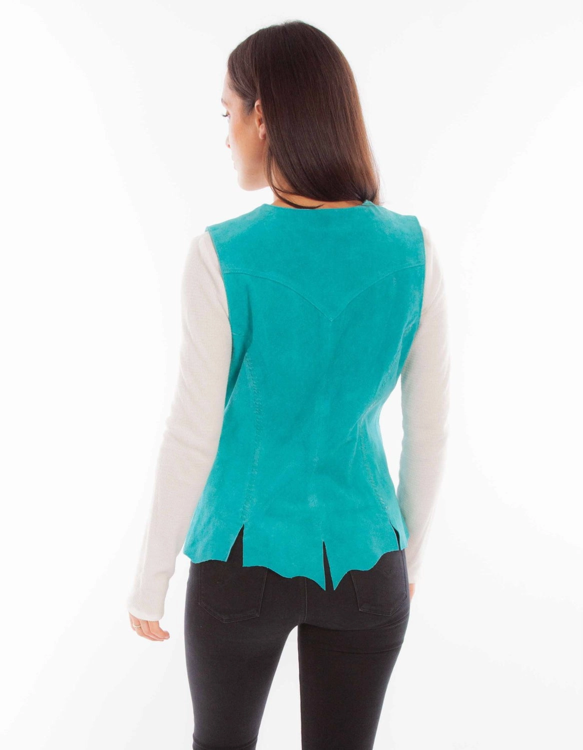 AdjustableCuffs Scully Womens Snap Front Turquoise Leather Leather Vest
